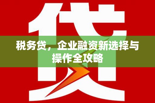 本溪税务贷，企业融资新选择与操作全攻略